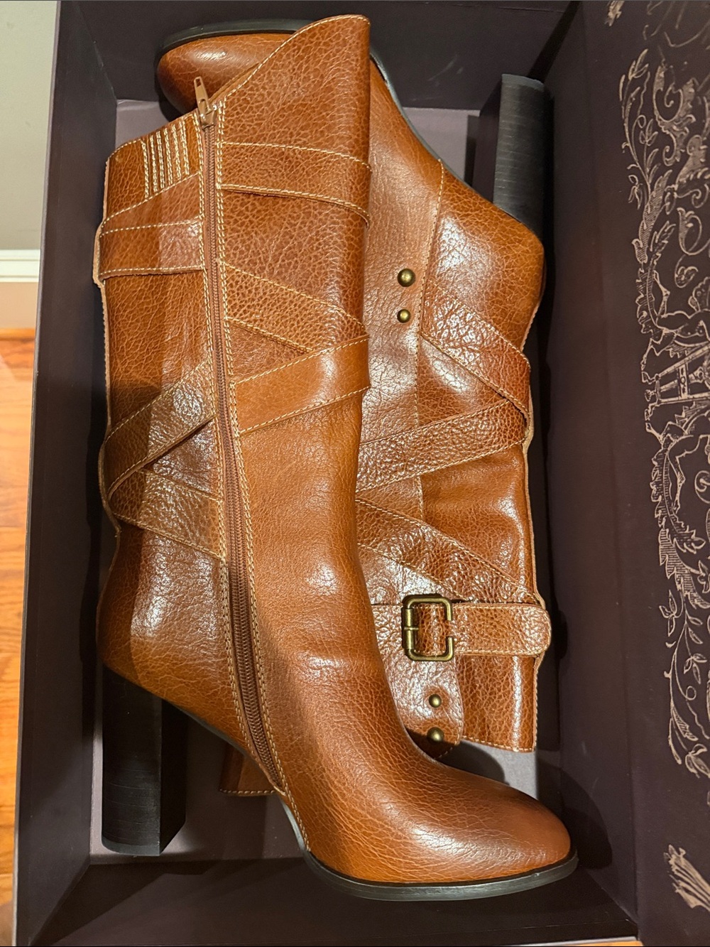 Jeffrey Campbell Chestnut Brown Leather Heeled Ankle Boots
